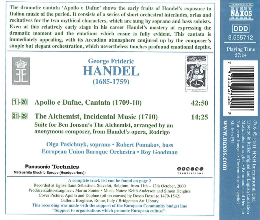 HANDEL: Apollo and Dafne; Alchemist - slide-1