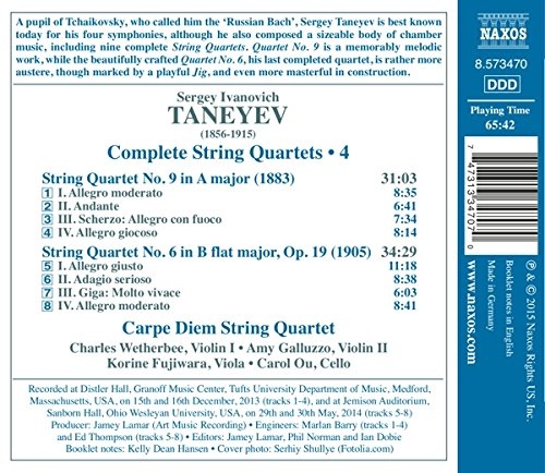 Taneyev: String Quartets Vol. 4 - Nos. 6 & 9 - slide-1