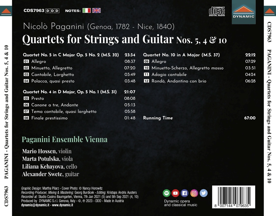 Paganini: Quartets for Strings and Guitar Vol. 3 - Nos. 5, 4 & 10 - slide-1