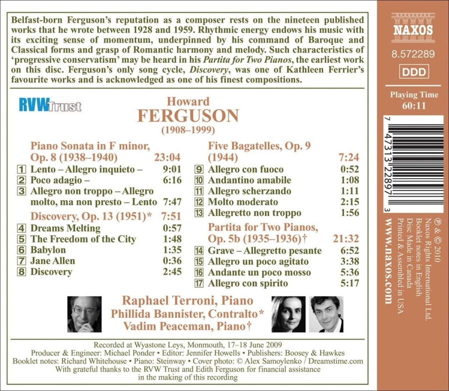 FERGUSON: Piano Sonata in F Minor; Discovery; 5 Bagatelles; Partita - slide-1