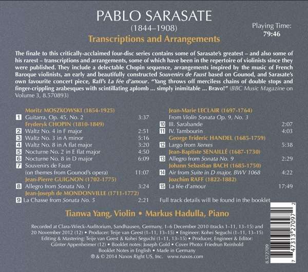 Sarasate: Music for Violin and Piano Vol. 4 - Transcriptions & arrangements - slide-1