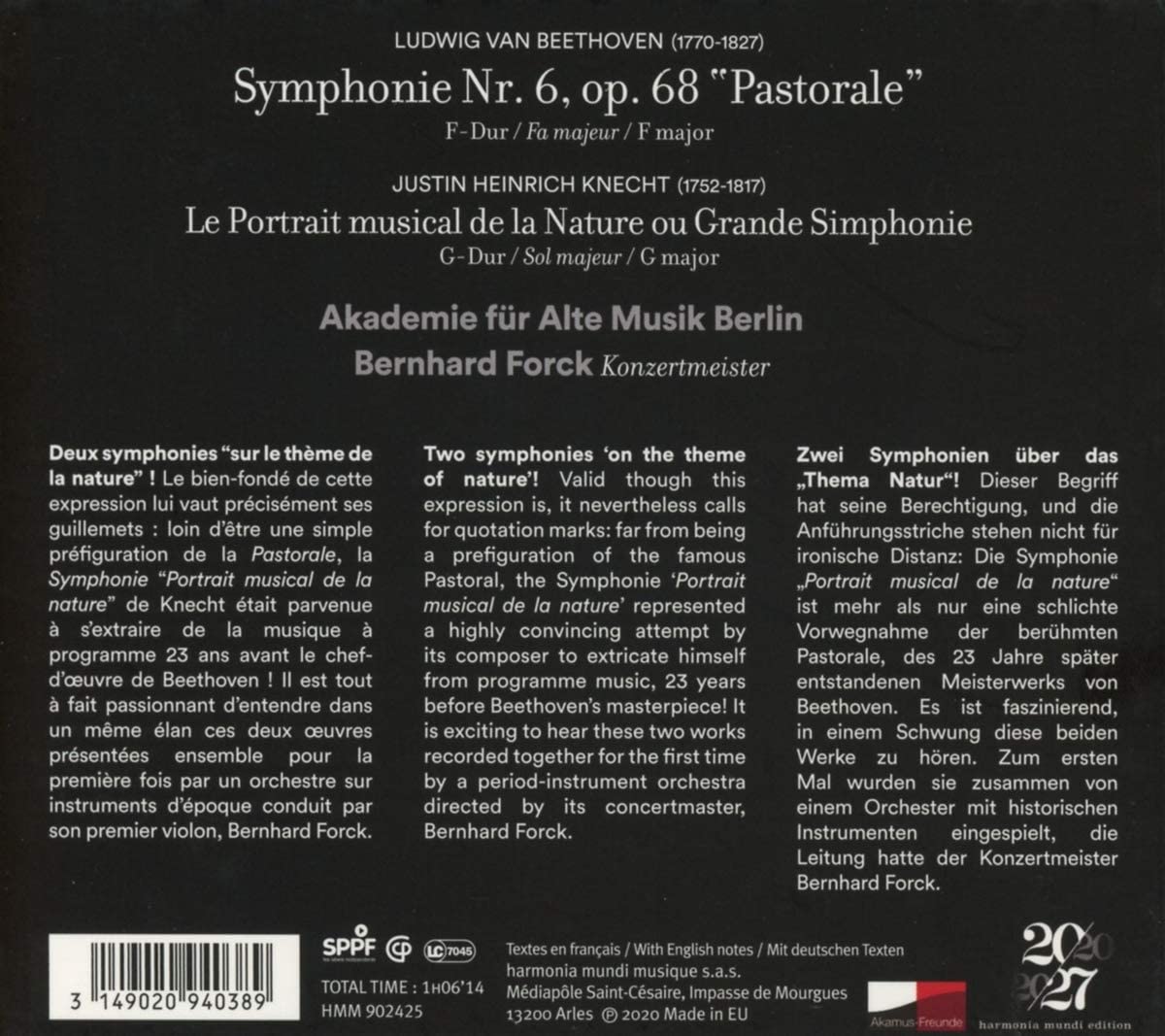 Beethoven: Symphonie Nr.6 / Knecht: Le Portrait musical de la Nature ou Grande Symphonie - slide-1