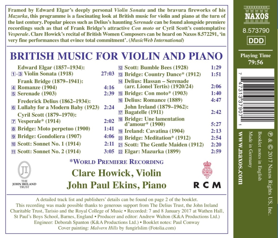 British Music for Violin and Piano / Elgar/Bridge/Delius/Ireland; ... - slide-1