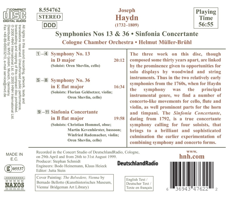 HAYDN: Symphonies, Vol. 22  - Nos. 13, 36; Sinfonia Concertante - slide-1