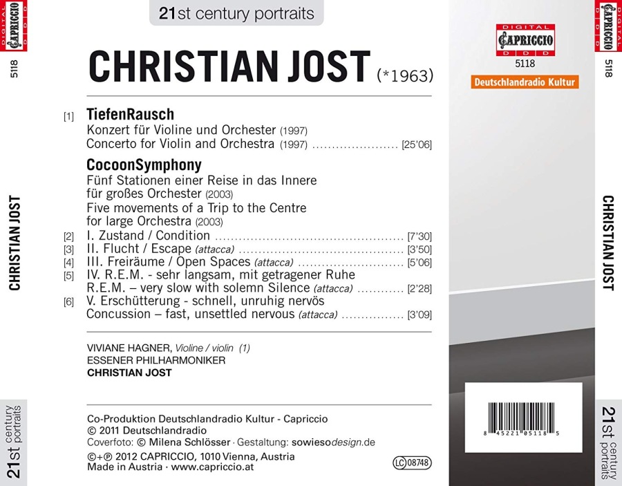 21st Century Portraits - Christian Jost: Tiefen Rausch - Concerto for violin and orchestra, Cocoon Symphony - slide-1