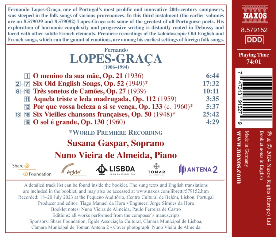 Lopes-Graça: Songs and Folk Songs Vol. 3 - slide-1