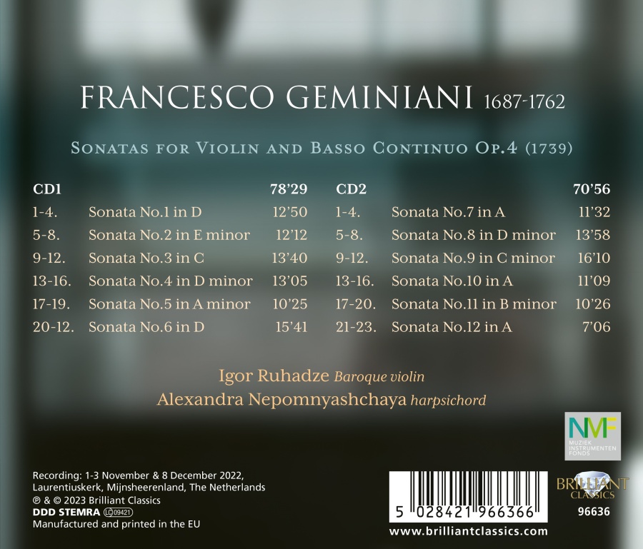 Geminiani: Violin Sonatas Op. 4 - slide-1