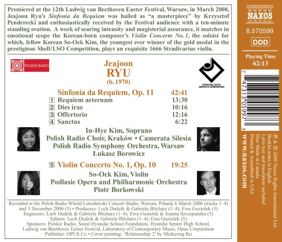 RYU: Sinfonia da Requiem; Violin Concerto No. 1 - slide-1
