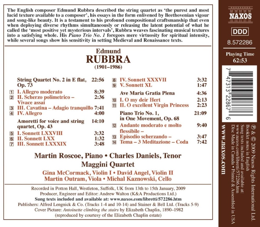 Rubbra: String Quartet No. 2, Amoretti, Ave Maria, Piano Trio No. 1 - slide-1