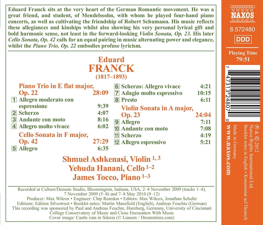 Franck: Piano Trio Op. 22, Cello Sonata, Violin Sonata - slide-1