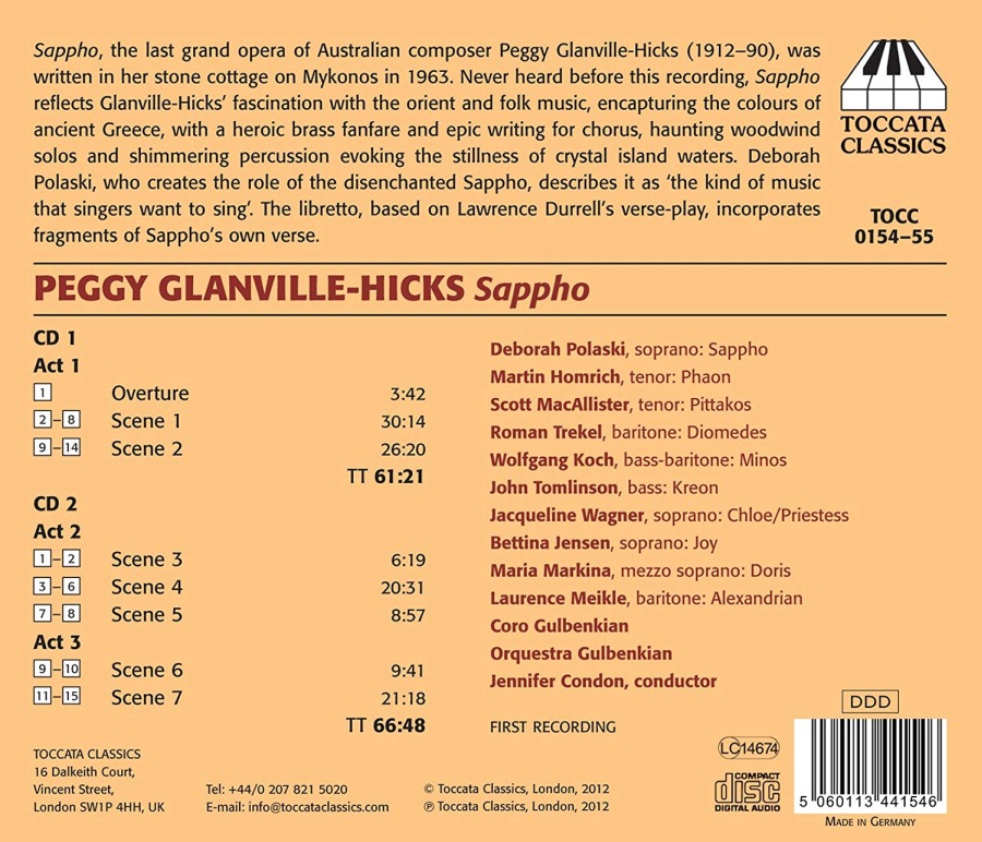 Glanville-Hicks: Sappho, Opera in Three Acts - slide-1