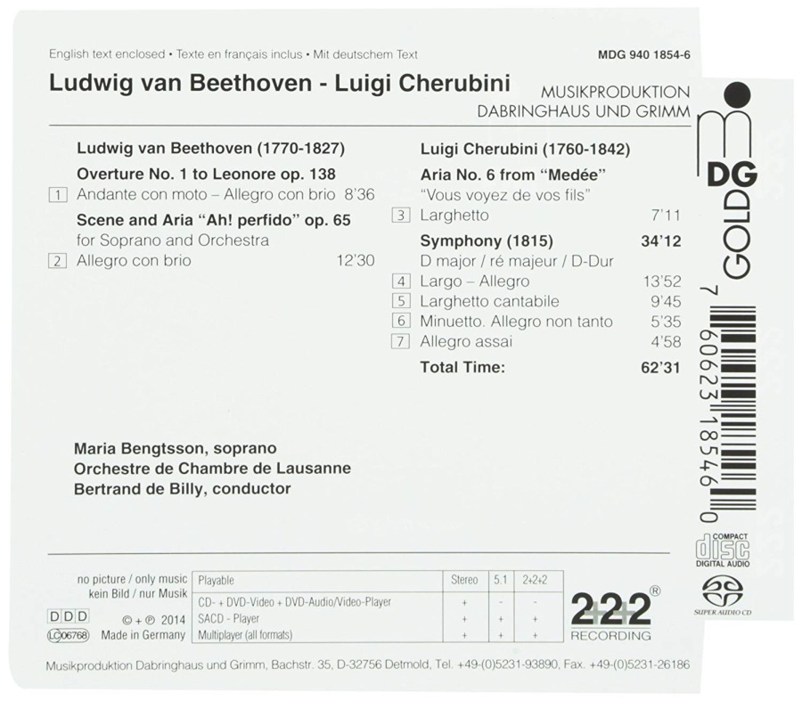Beethoven: Overture Leonore I; Ah! perfido!; Cherubini: Symphony D major - slide-1