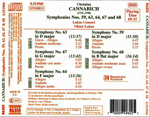 CANNABICH: Symphonies Nos. 59, 63, 64, 67 and 68 - slide-1