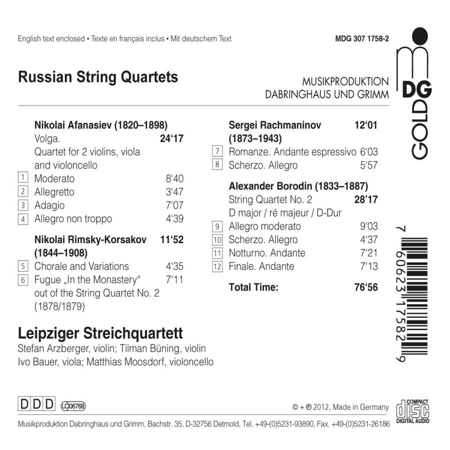 Russian String Quartets - Afanasiev, Rimsky-Korsakov, Rachmaninov, Borodin - slide-1