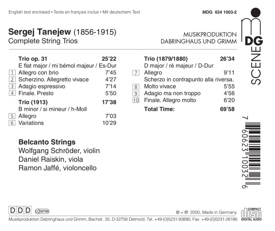 Taneyev: Complete String Trios - slide-1
