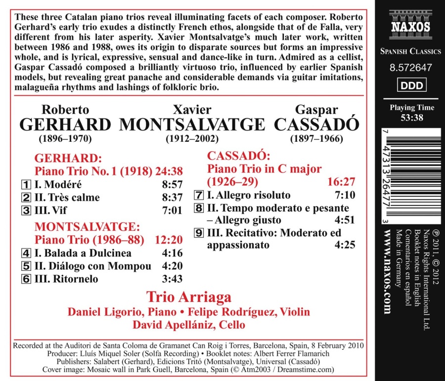 GERHARD / CASSADO / MONTSALVATGE: Piano Trios - slide-1