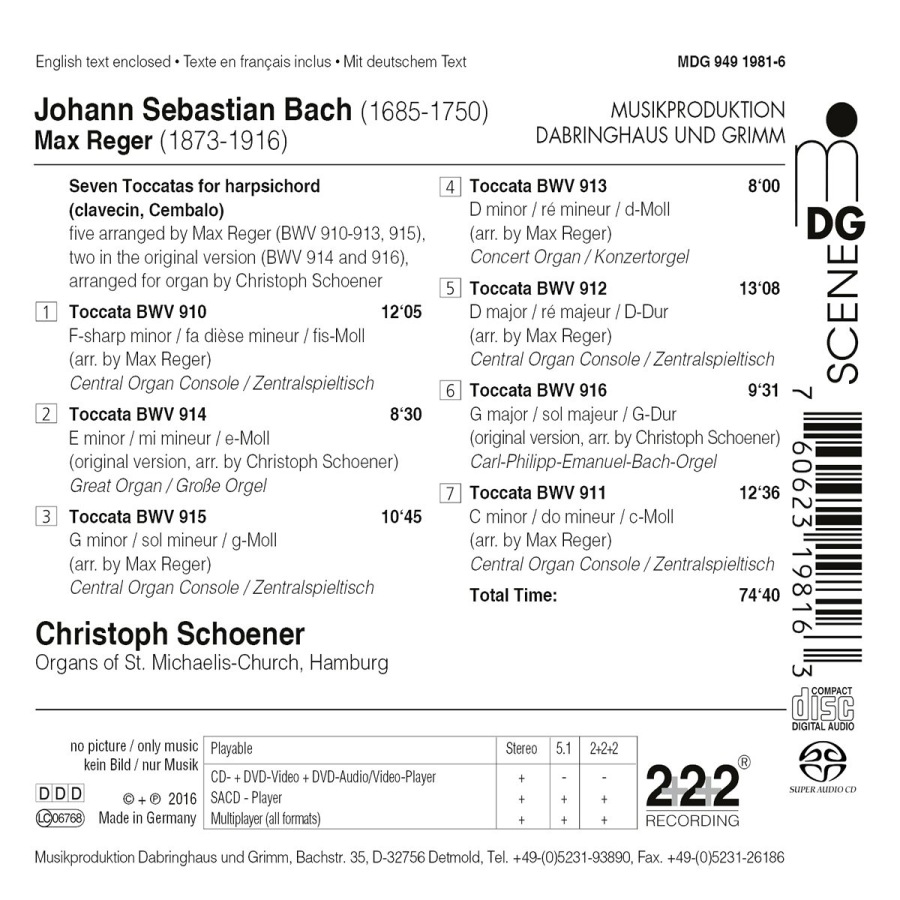 Bach / Reger: Toccatas BWV 910-916 - slide-1