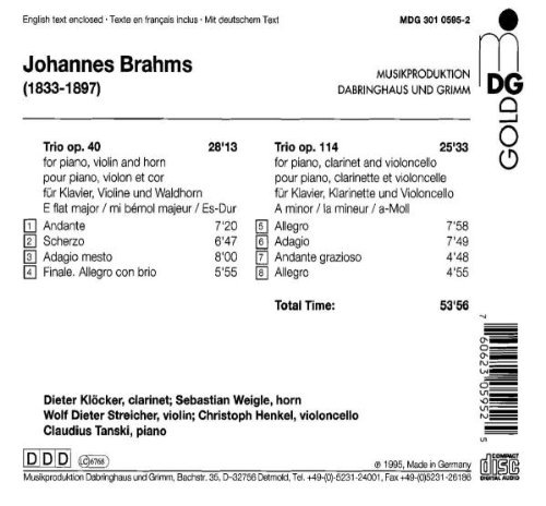 Brahms: Horn Trio op. 40; Clarinet Trio op. 114 - slide-1