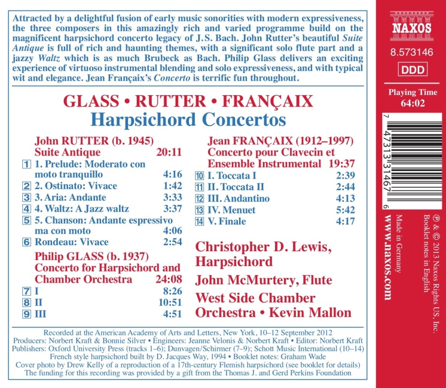 Glass, Rutter & Françaix: Harpsichord Concertos - slide-1