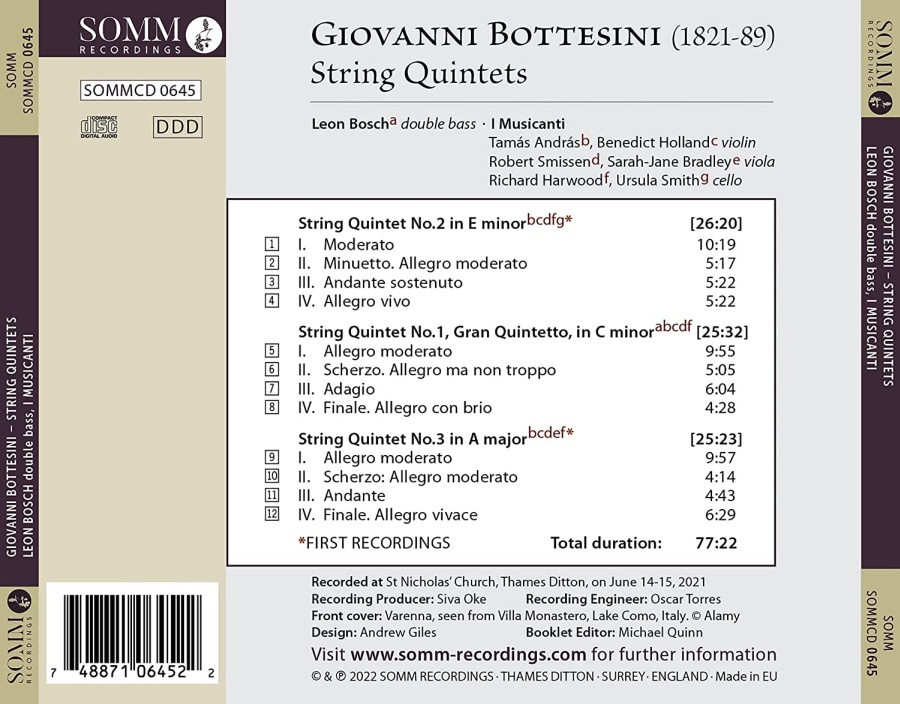 Bottesini: String Quintets - slide-1