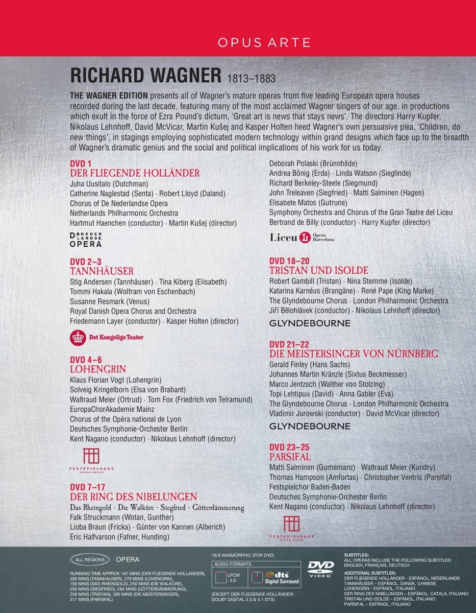 Wagner Edition (25 DVD) Der Fliegende Holländer, Der Ring des Nibelungen, Die Meistersinger von Nürnberg, Lohengrin, Parsifal, Tannhäuser, Tristan & Isolde - slide-1