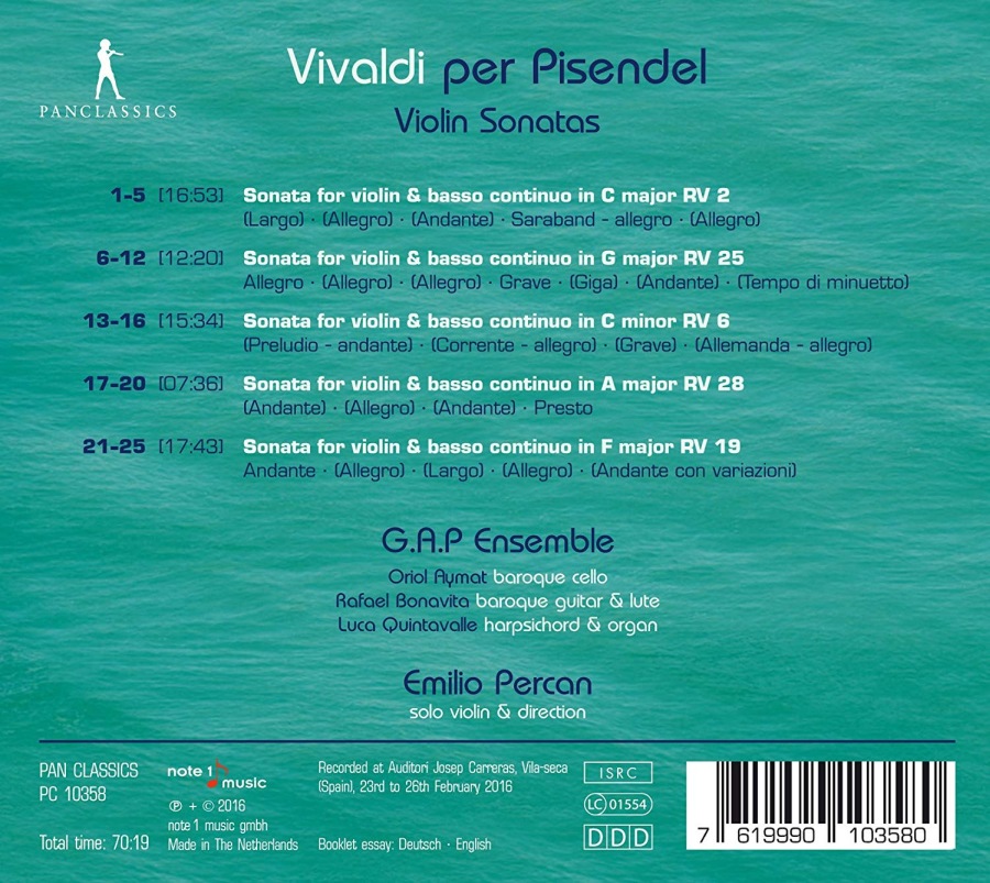 Vivaldi per Pisendel - Sonatas for violin & basso continuo - slide-1