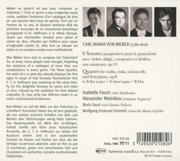 Weber: Sonatas for piano & violin, Piano Quartet - slide-1