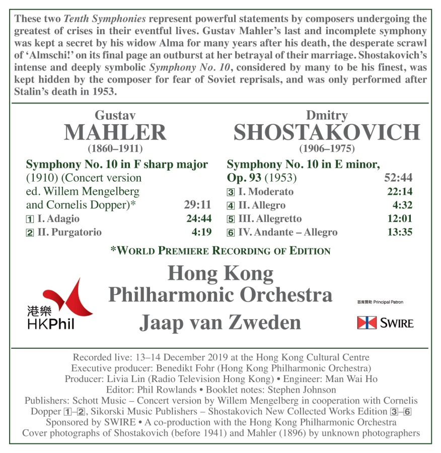 Shostakovich: Symphony No. 10 / Mahler: Symphony No. 10 - slide-1