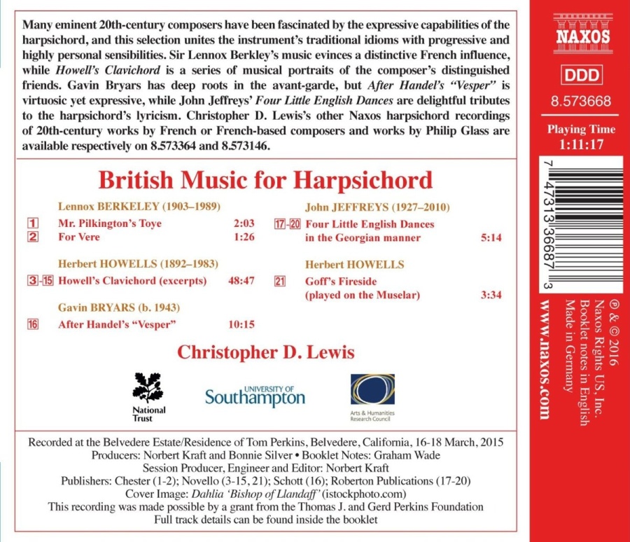 British Music for Harpsichord - Berkley; Howells; Bryars; Jeffreys - slide-1