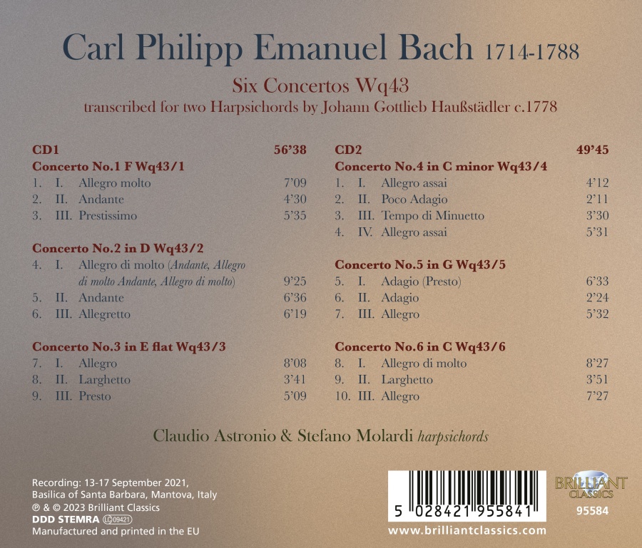 C.P.E. Bach: 6 Concertos transcribed for 2 harpsichords - slide-1