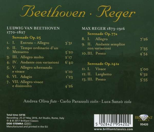 Beethoven / Reger: Serenades for Flute, Violin and Viola - slide-1