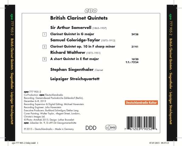British Clarinet Quintets - Somervell; Coleridge-Taylor; Walthew - slide-1