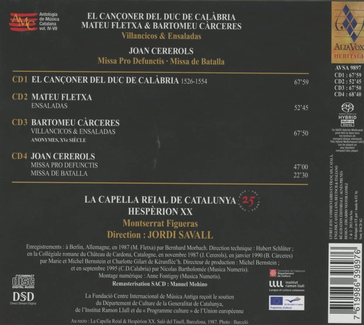 La Capella Reial de Catalunya - 25th Anniversary Boxset: El Canconer del Duc de Calabria, Villancicos & Ensaladas, Cererols Missa Pro Defunctis - slide-1