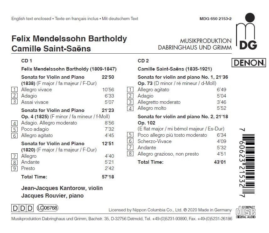 Mendelssohn; Camille Saint-Saëns: Violin Sonatas - slide-1