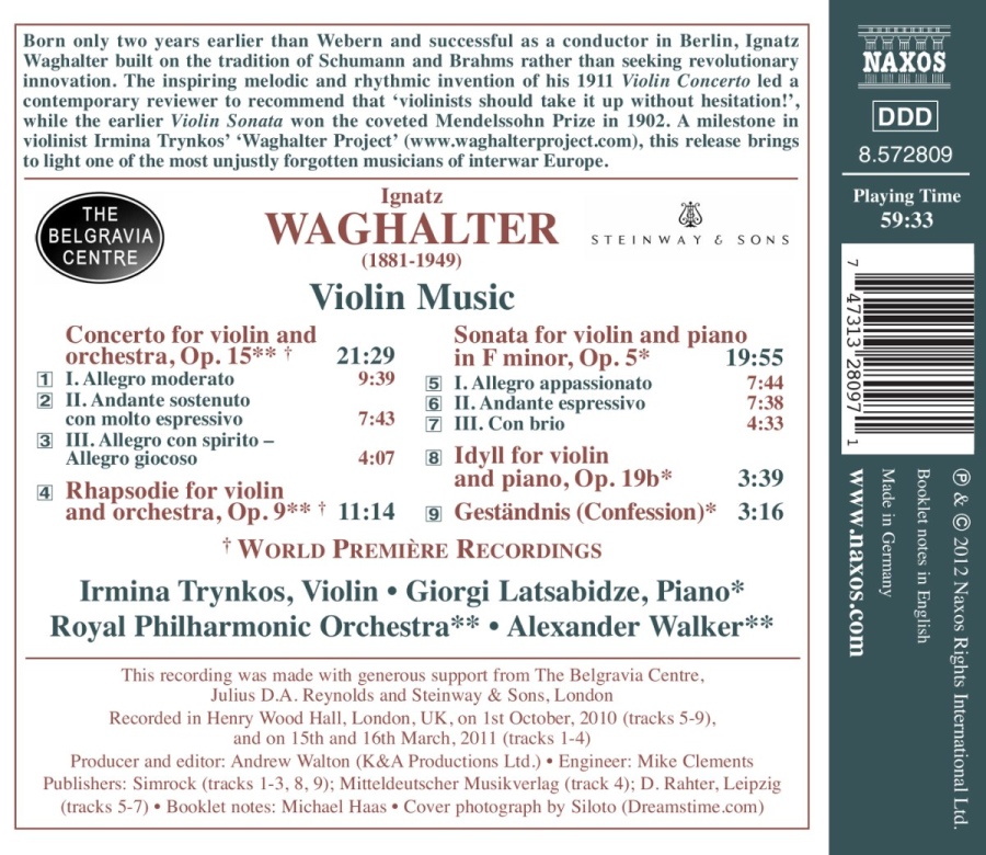 Waghalter: Violin Concerto, Rhapsodie, Violin Sonata, Idyll, Geständnis - slide-1