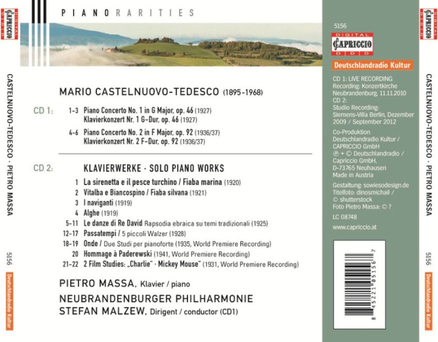 Castelnuovo-Tedesco: Piano Concertos Nos. 1 & 2, Solo Piano Works - slide-1