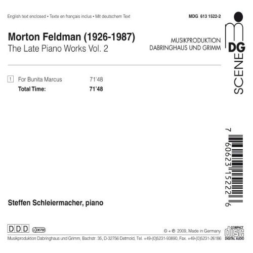 Feldman: The Late Piano Works Vol. 2, For Bunita Marcus - slide-1