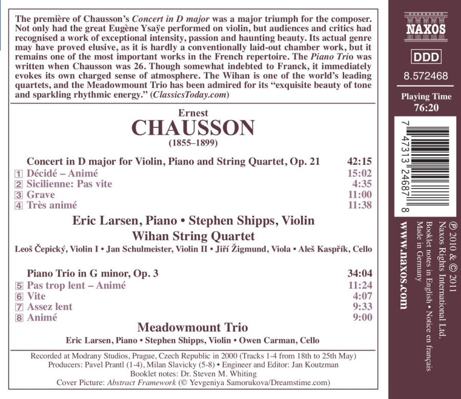 CHAUSSON: Concert in D major, Piano Trio in G minor - slide-1