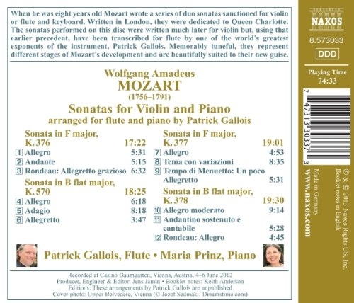 Mozart: Violin Sonatas arranged for flute and piano - slide-1