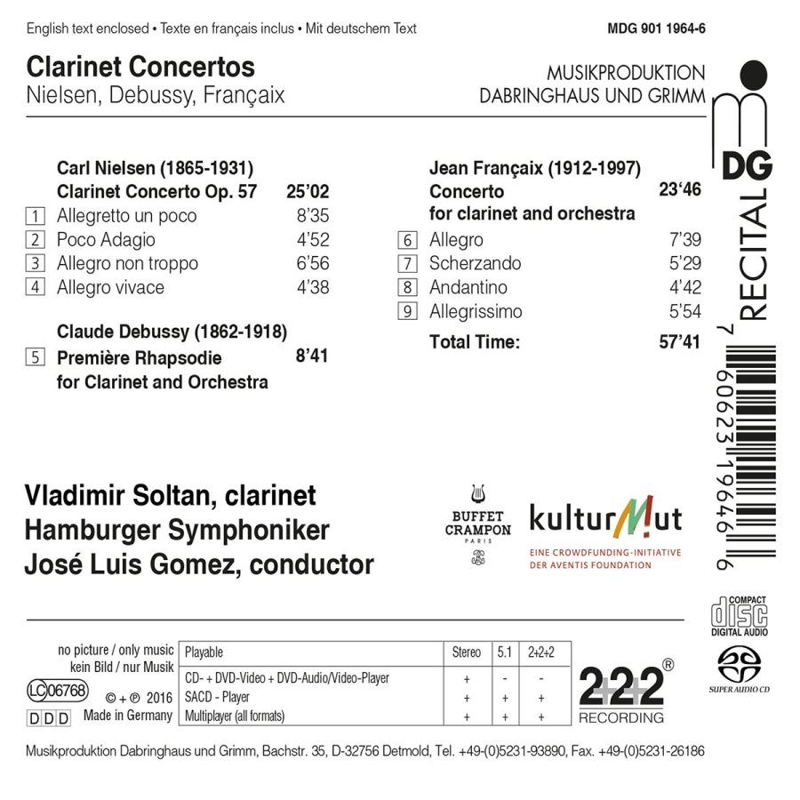 Nielsen, Debussy & Francaix: Clarinet Concertos - slide-1