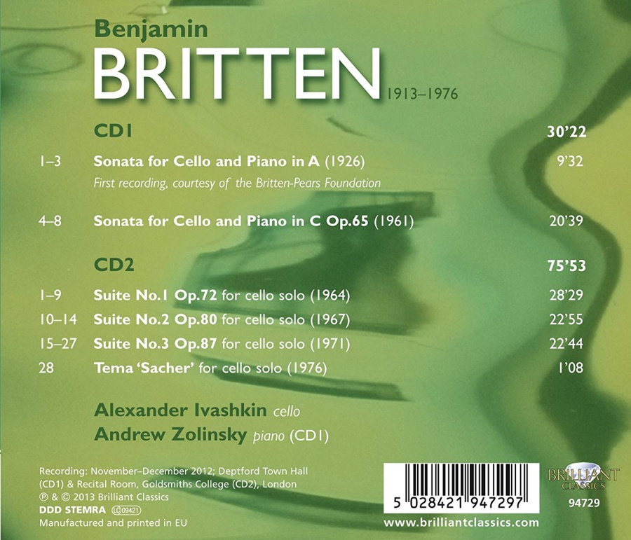 Britten: Complete Music for Cello Solo and Cello and Piano - slide-1