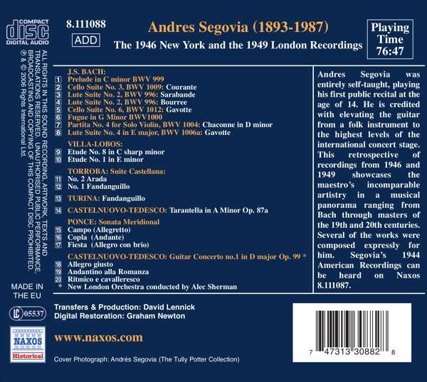 Andres Segovia: 1946 New York and the 1949 London Recordings - slide-1