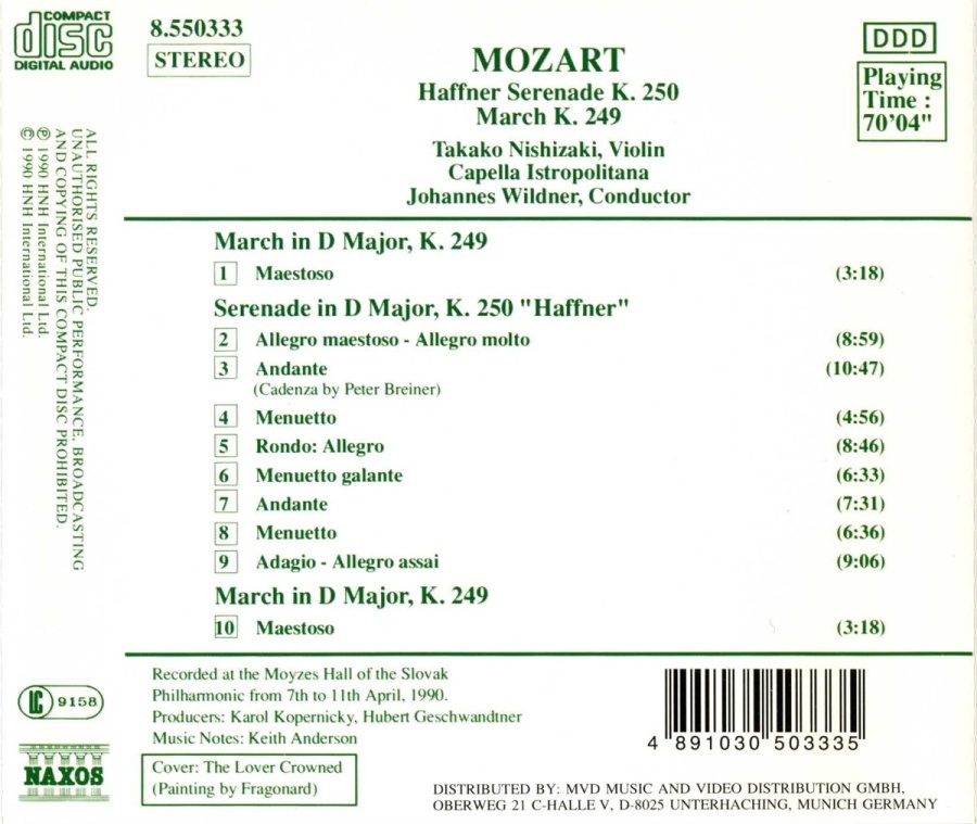 Mozart; Haffner Serenade, K. 250, March, K. 249 - slide-1