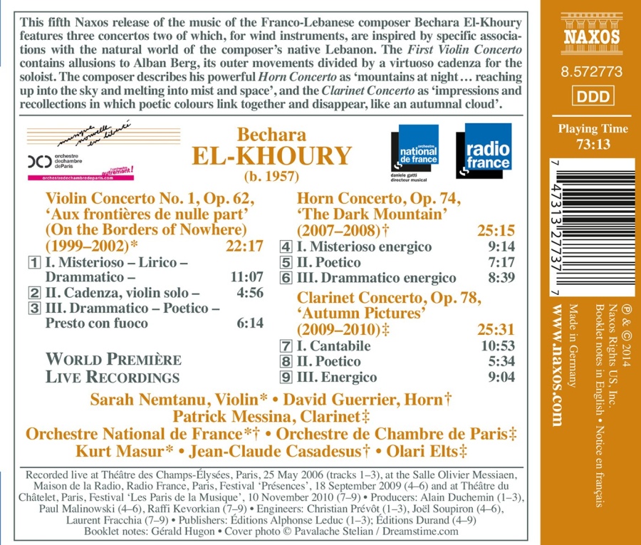El-Khoury: Violin Concerto No. 1; Horn Concerto; Clarinet Concerto - slide-1