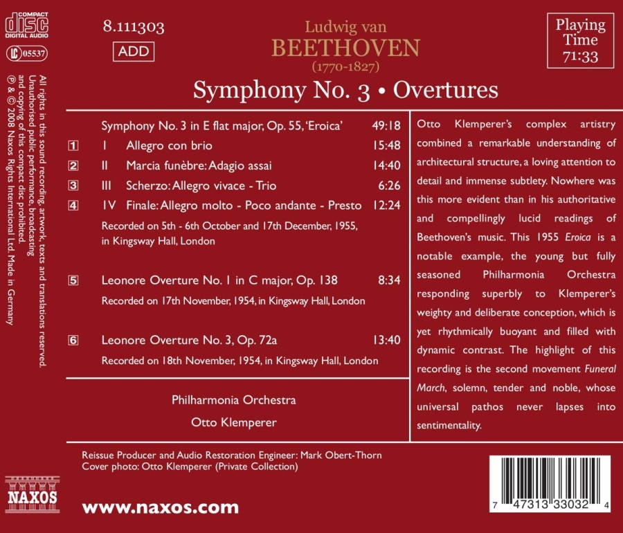 Beethoven: Symphony No. 3, Overtures  -  1954-1955 Recordnings - slide-1