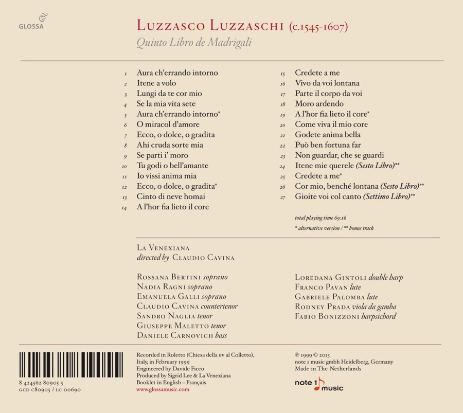 Luzzaschi: Quinto Libro de Madrigali - slide-1