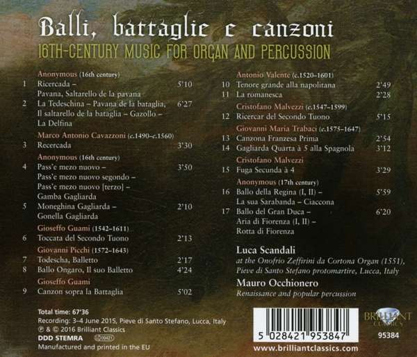 Balli, battaglie e canzoni: 16th Century Music for Organ and Percussion - slide-1