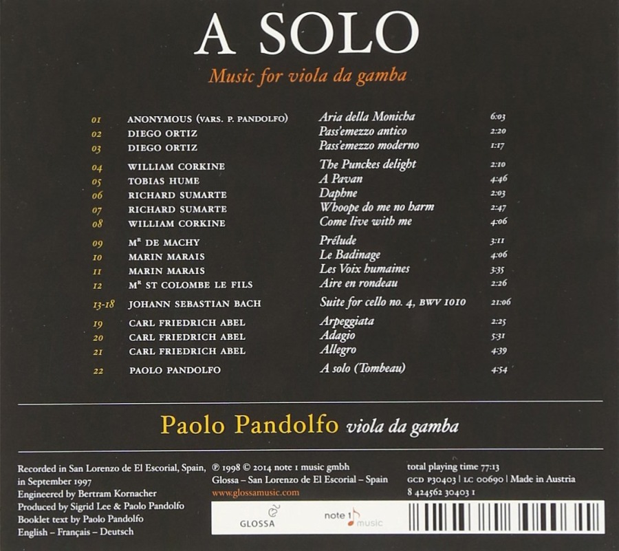 A SOLO - music for viola da gamba; Ortiz; Corkine; Abel; ... - slide-1