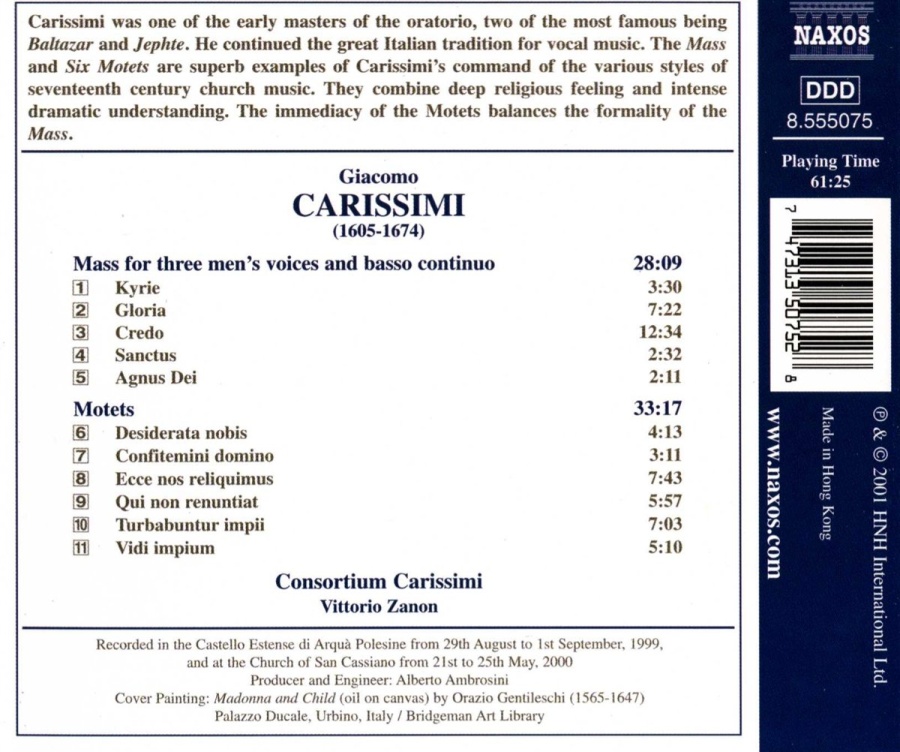 CARISSIMI: Mass for 3 Voices; Motets - slide-1