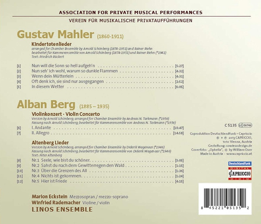Mahler: Kindertotenlieder; Berg: Violin Concerto, Altenberg Lieder - slide-1